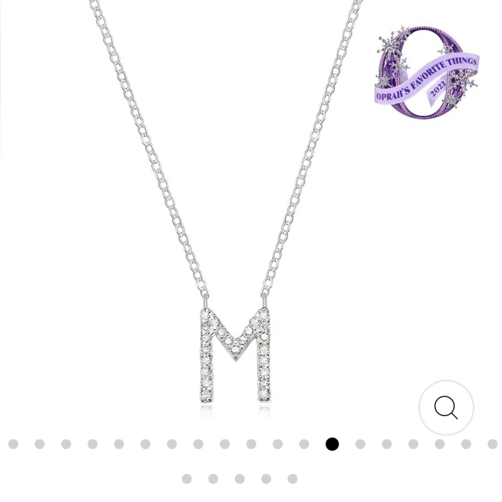 AMELIA ROSE STERLING SILVER PAVE DIAMOND INITIAL M NECKLACE $158 NEW IN BOX
